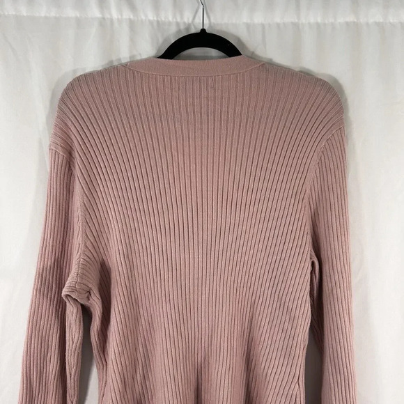 Liz Claiborne Cardigan Women's 2X Pink Ribbed Button Front Vneck Long Sleeve - Picture 7 of 8